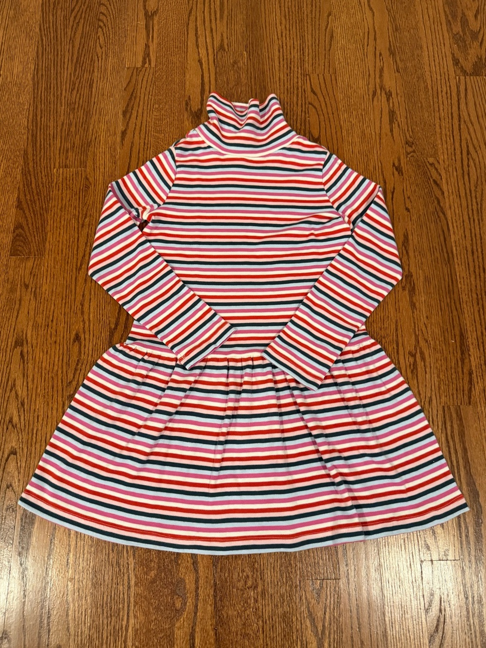 Hanna Andersson Rainbow Striped Turtleneck Dress Sz 8